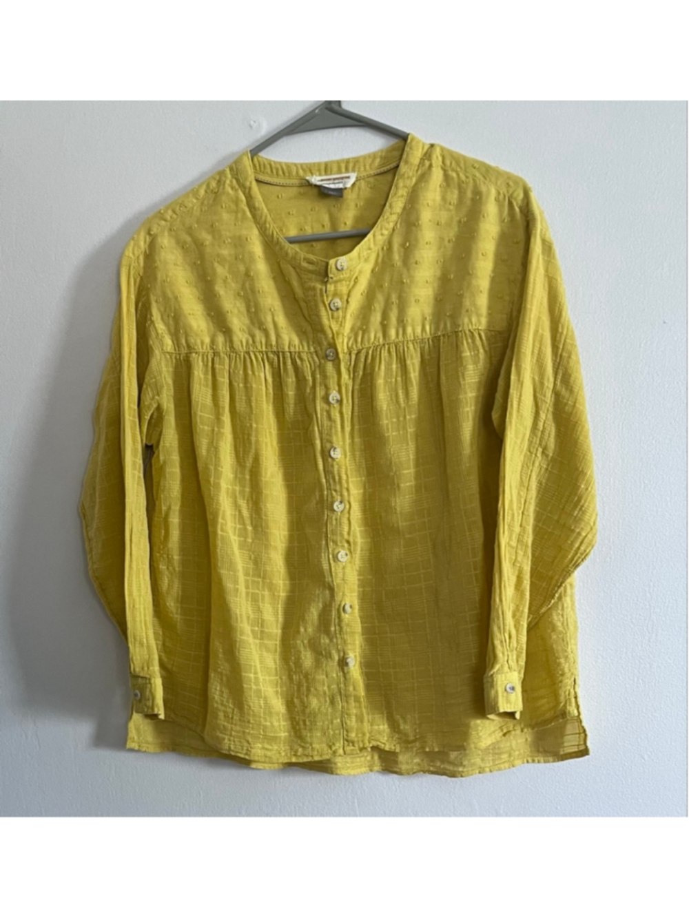 Anthropologie Pilcro mustard yellow cotton button down shirt XS